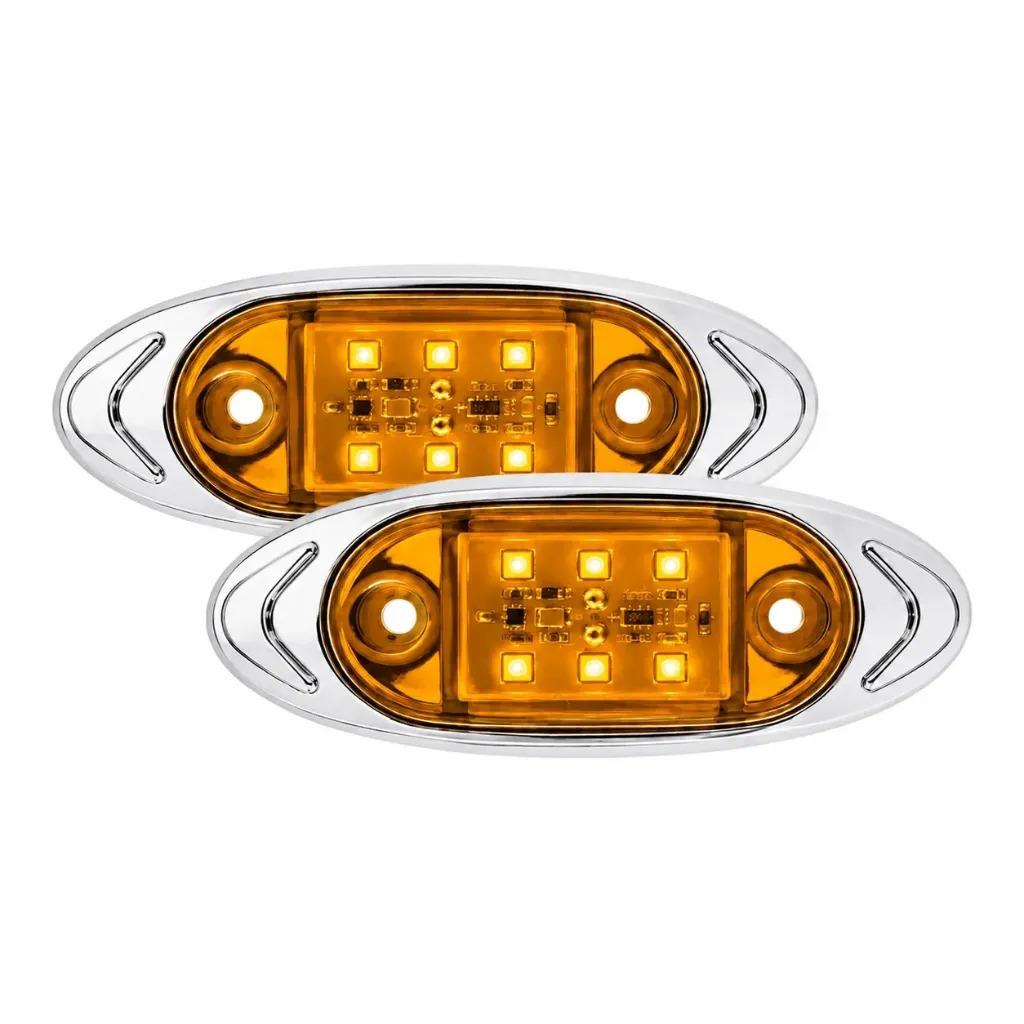 Plafon direccional lateral ovalado de 6 LED con bisel cromado · Ámbar