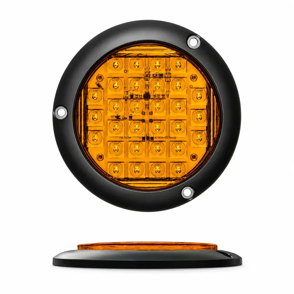 Plafón de 4" ultra slim de 30 LED con estrobo contorno negro · Ámbar