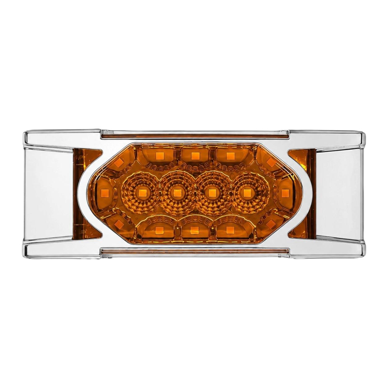 Plafón lateral para camión de 16 LED con base cromada estrobo y fijo 12/24V · Ámbar