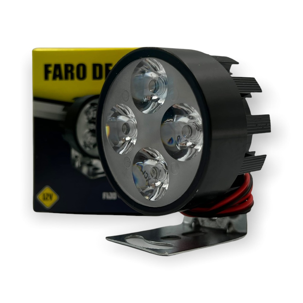 Faro de 4 LED disponible en carcaza de color (azul, dorado, negro, plata, rojo y verde)