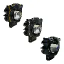 Faro LED tipo búho con lupa y línea de color blanco/ámbar