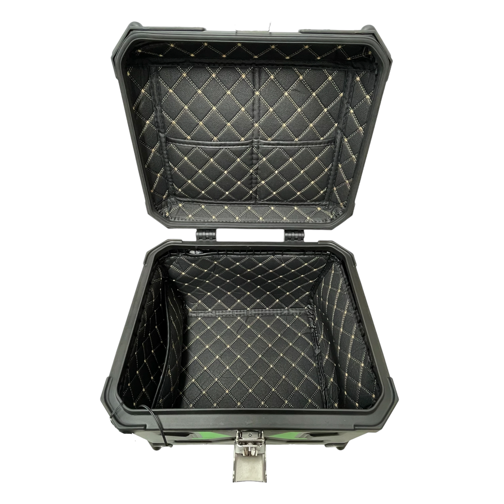 Maletero de aluminio negro con luz verde 