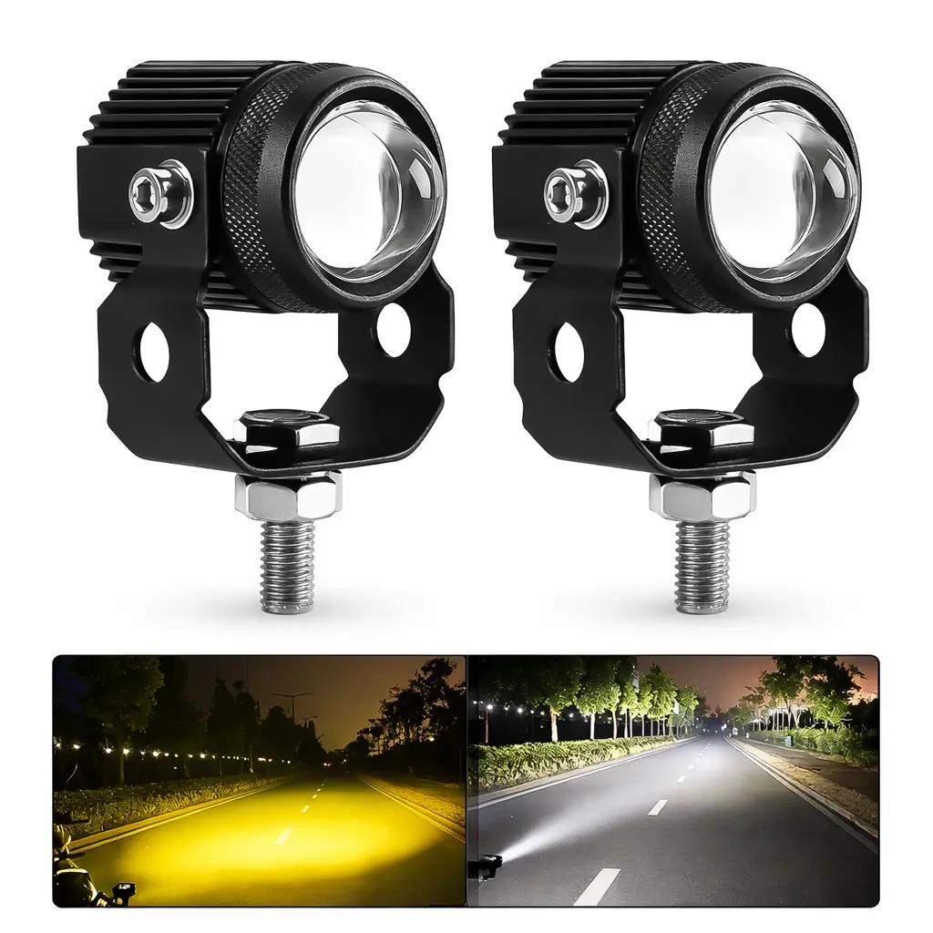 Faro LED de niebla 20W con lupa bicolor blanco/ambar 2 cables sin balastra