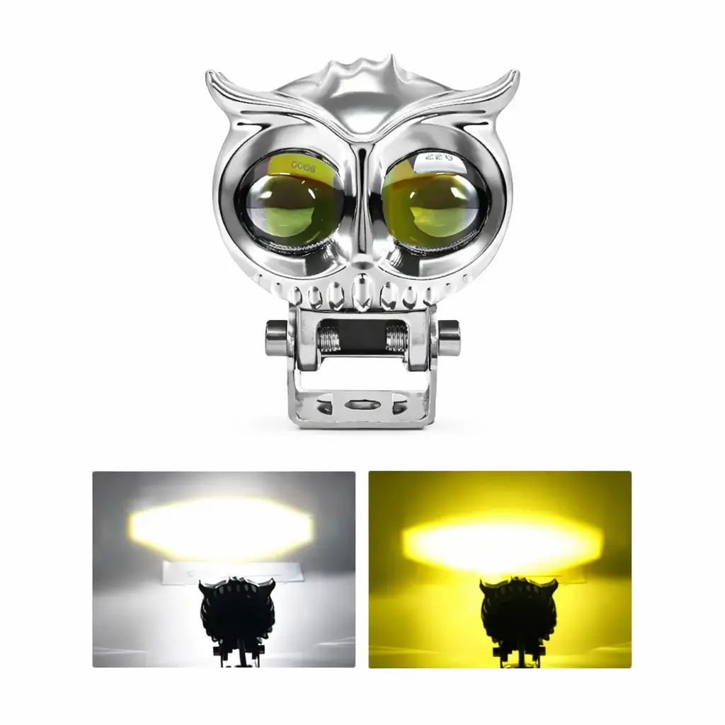 [FA-LHBL2SCY] Faro LED tipo buho bicolor blanco/ámbar cromado 