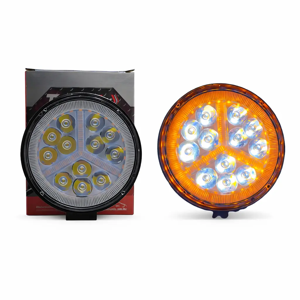 Faro redondo de 9 LED bicolor con arillo
