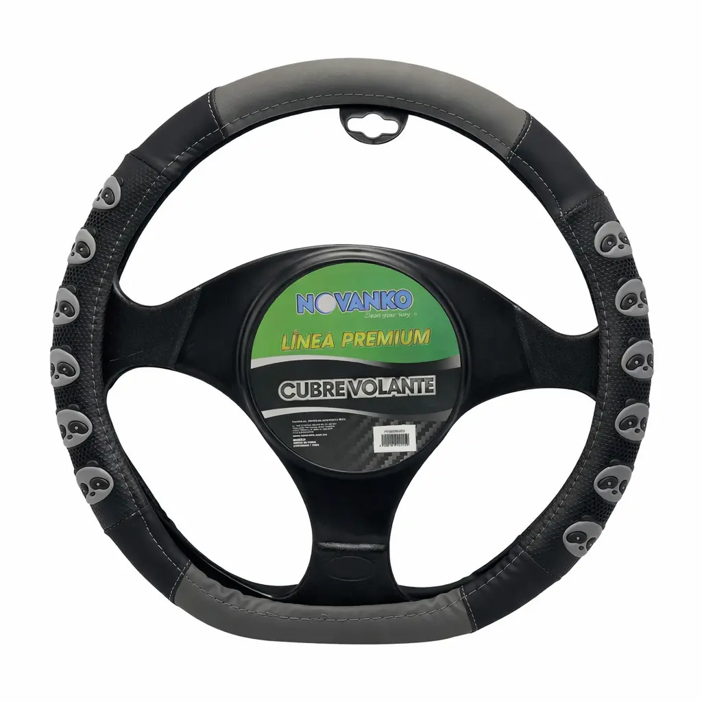 Funda cubrevolante con diseño de pandas gris con negro 