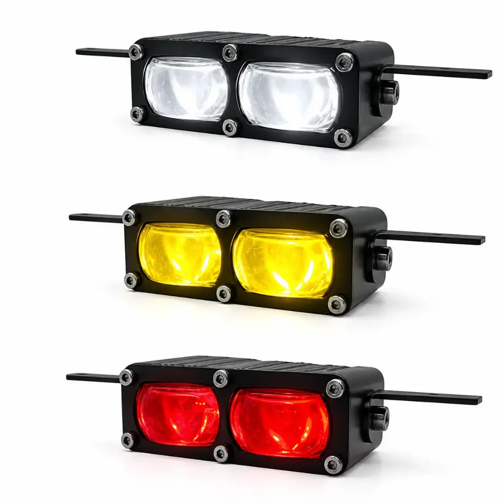 Faro LED proyector compacto alta potencia tricolor de doble lupa 