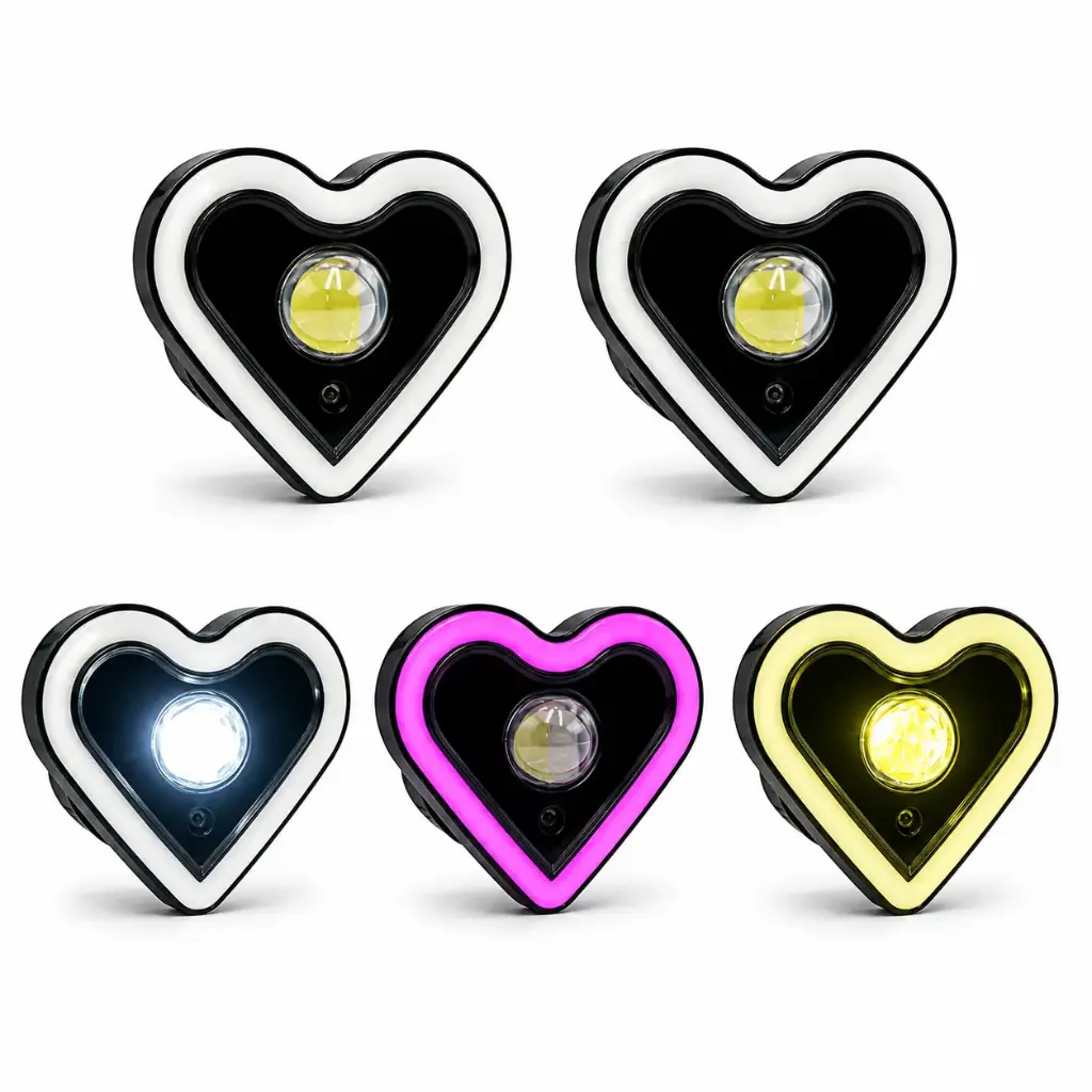 Faro LED en forma de corazon bicolor y arillo RGB