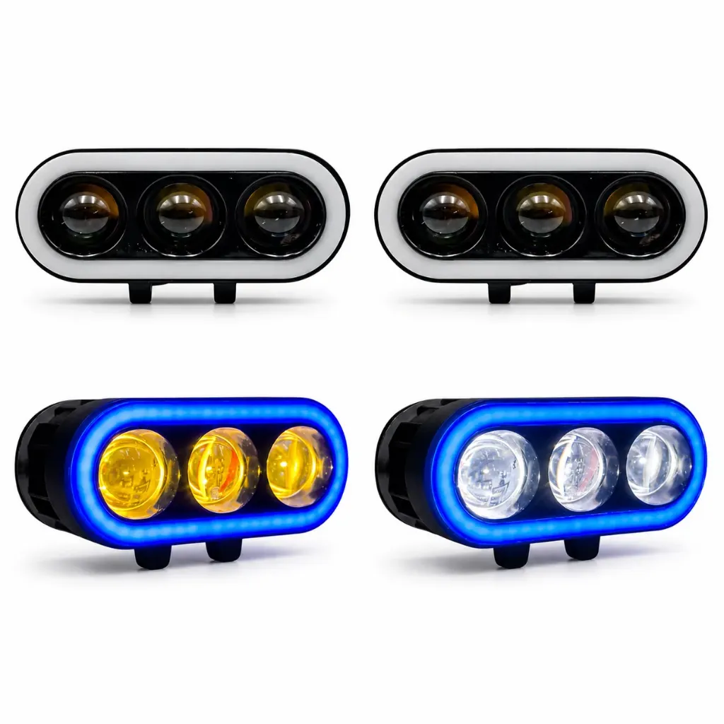 [FALM125-SAI] Faro LED 3 lentes tipo láser bicolor y arillo azul