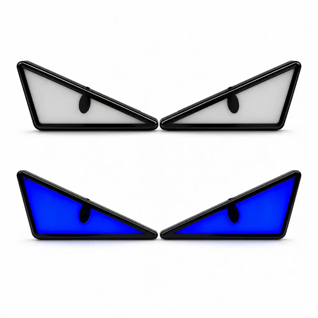 Luces LED tipo ojos triangulares azul multifunciones