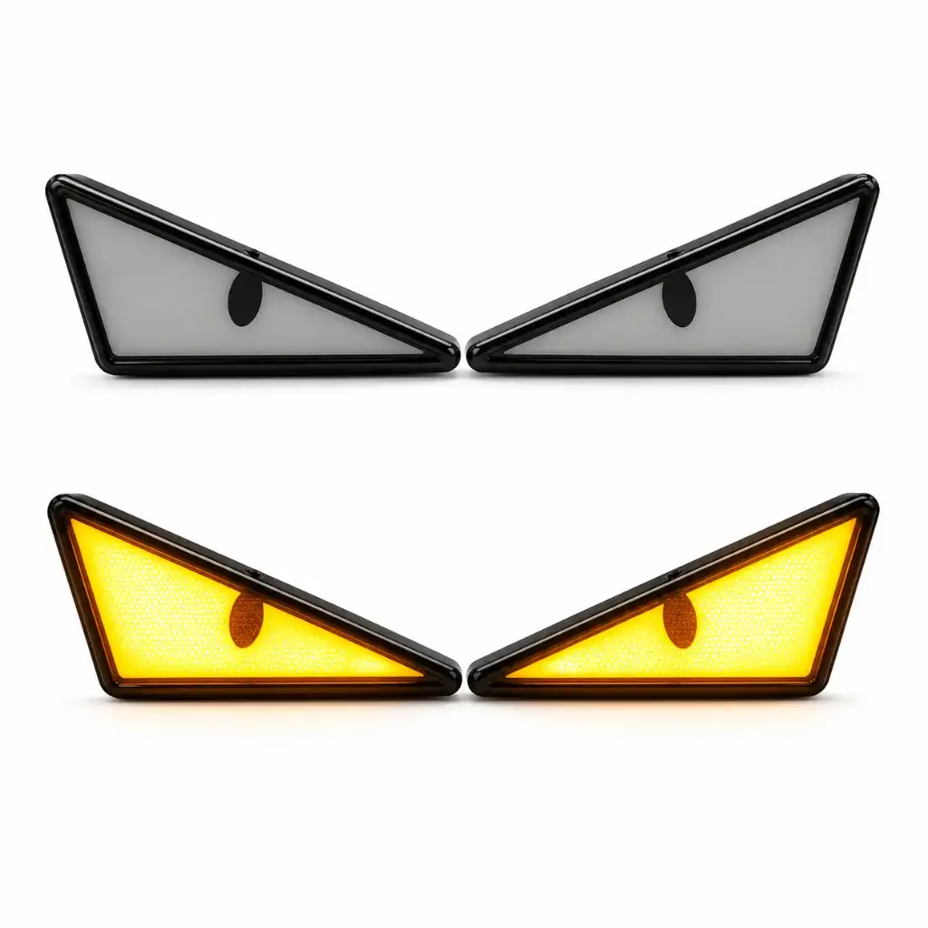 Luces LED tipo ojos triangulares ambar multifunciones