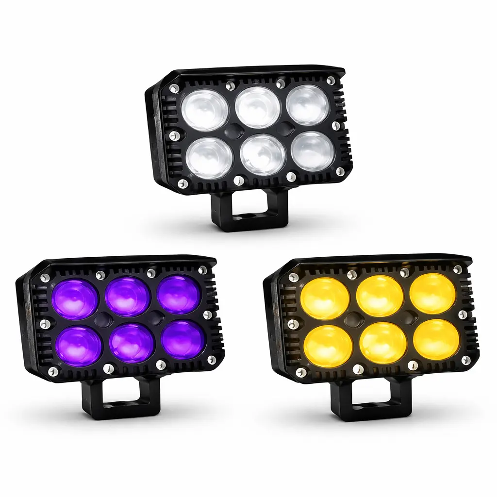 [RS-LED-13174YW-RGB] Faro LED de 6 lupas bicolor con función rgb