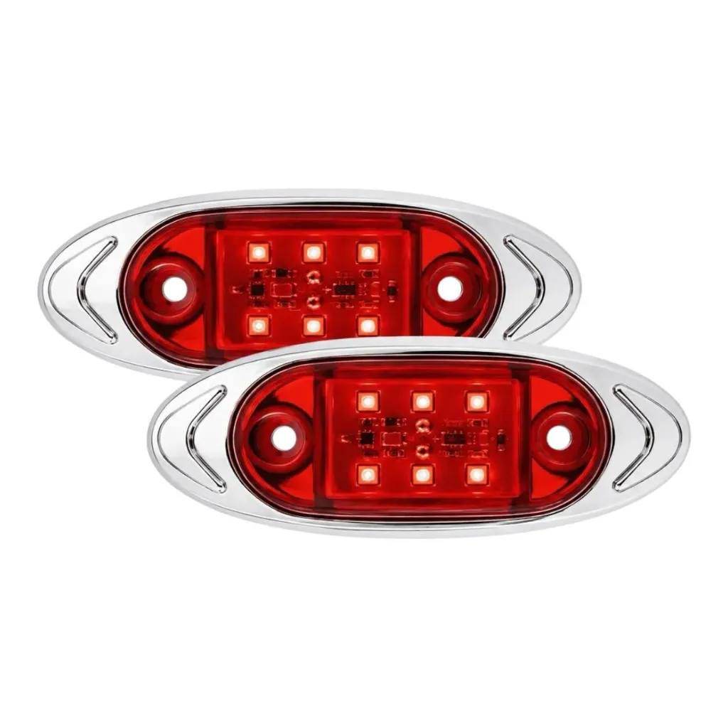 [TR-111 ROJO PAR] Plafón de 6 LED con contorno cromado rojo