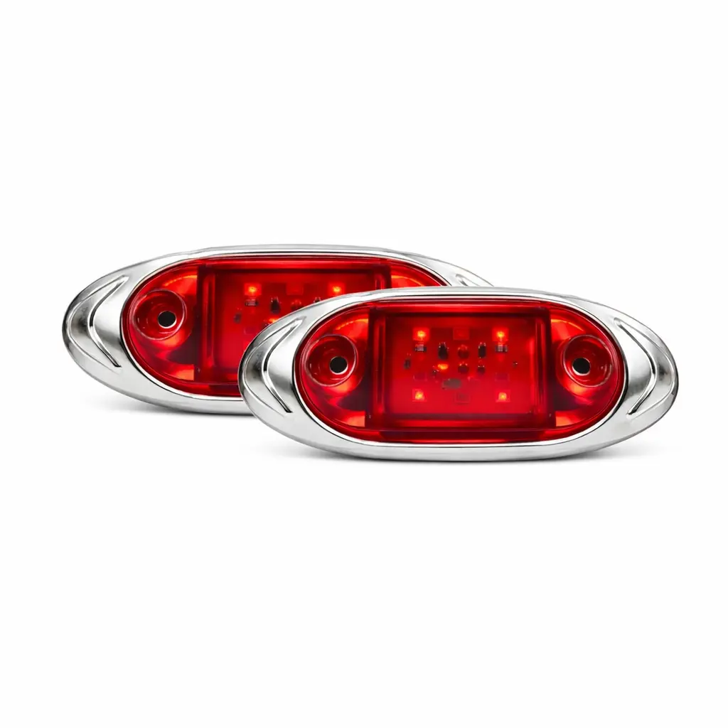 [TR-111 ROJO PAR] Plafón de 6 LED con contorno cromado rojo