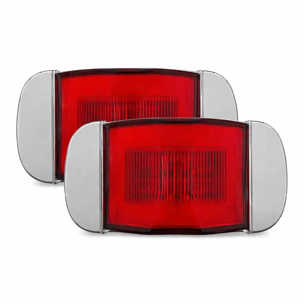 Plafón LED rojo uso rudo contorno  cromado