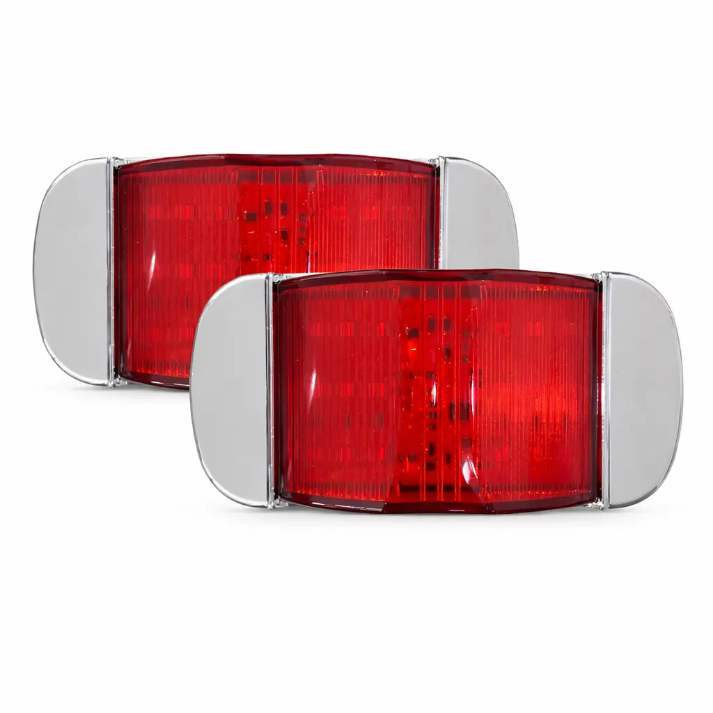 Plafón LED rojo uso rudo contorno  cromado