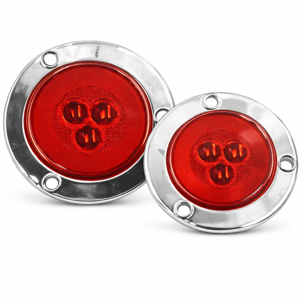 Plafón LED redondo 3 LED rojo con arillo de gel cromado