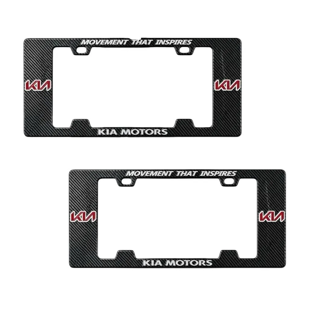 [MARCO-KIA] Portaplaca legal con diseño Kia en tipo fibra de carbono