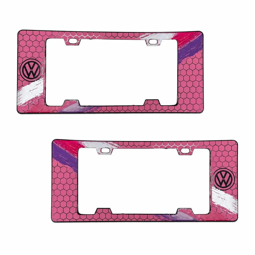 Portaplaca legal con diseño VW panal rosa