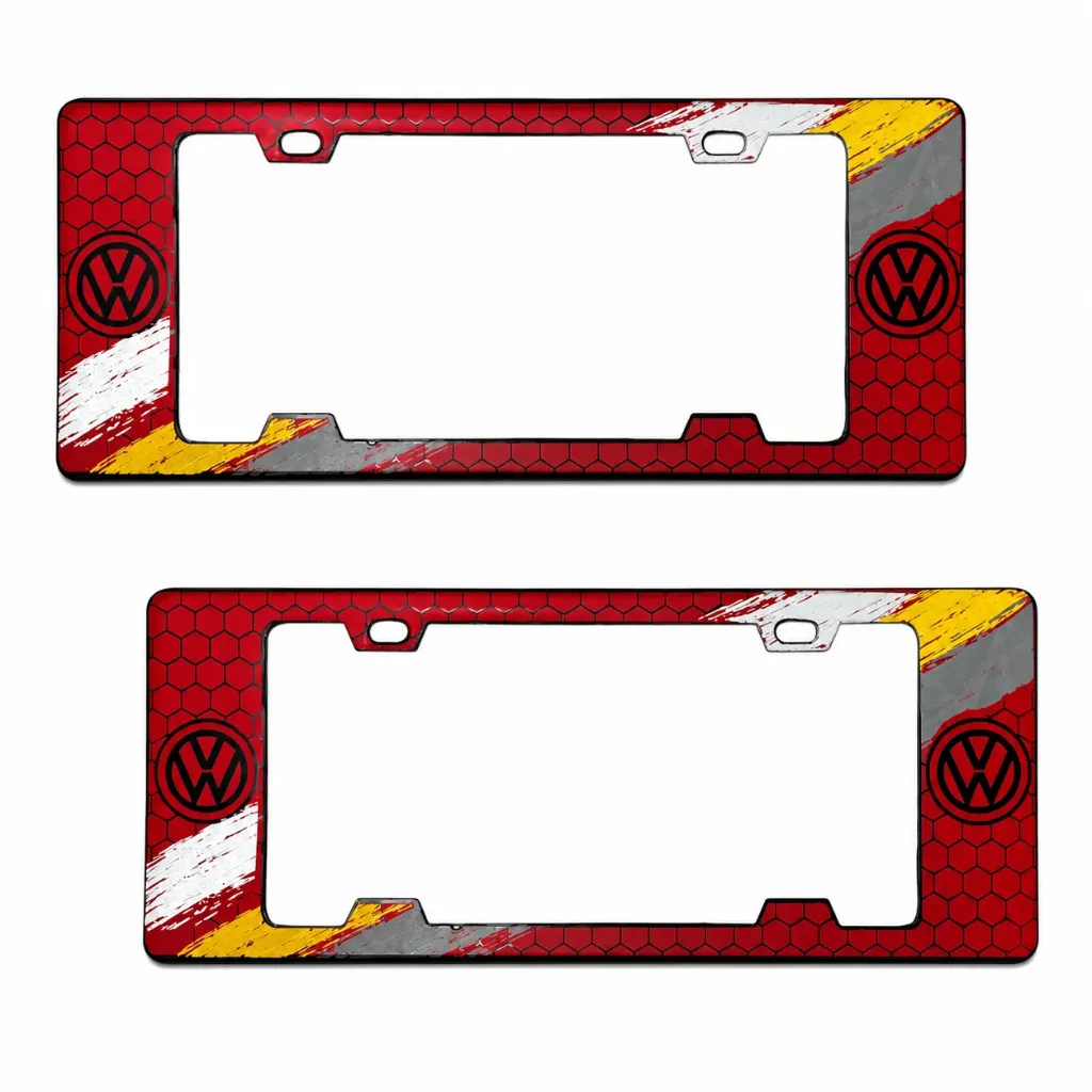 Portaplaca legal con diseño VW panal rojo tricolor