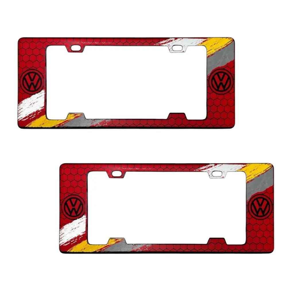 [MARCO-VWRYY] Portaplaca legal con diseño VW panal rojo tricolor