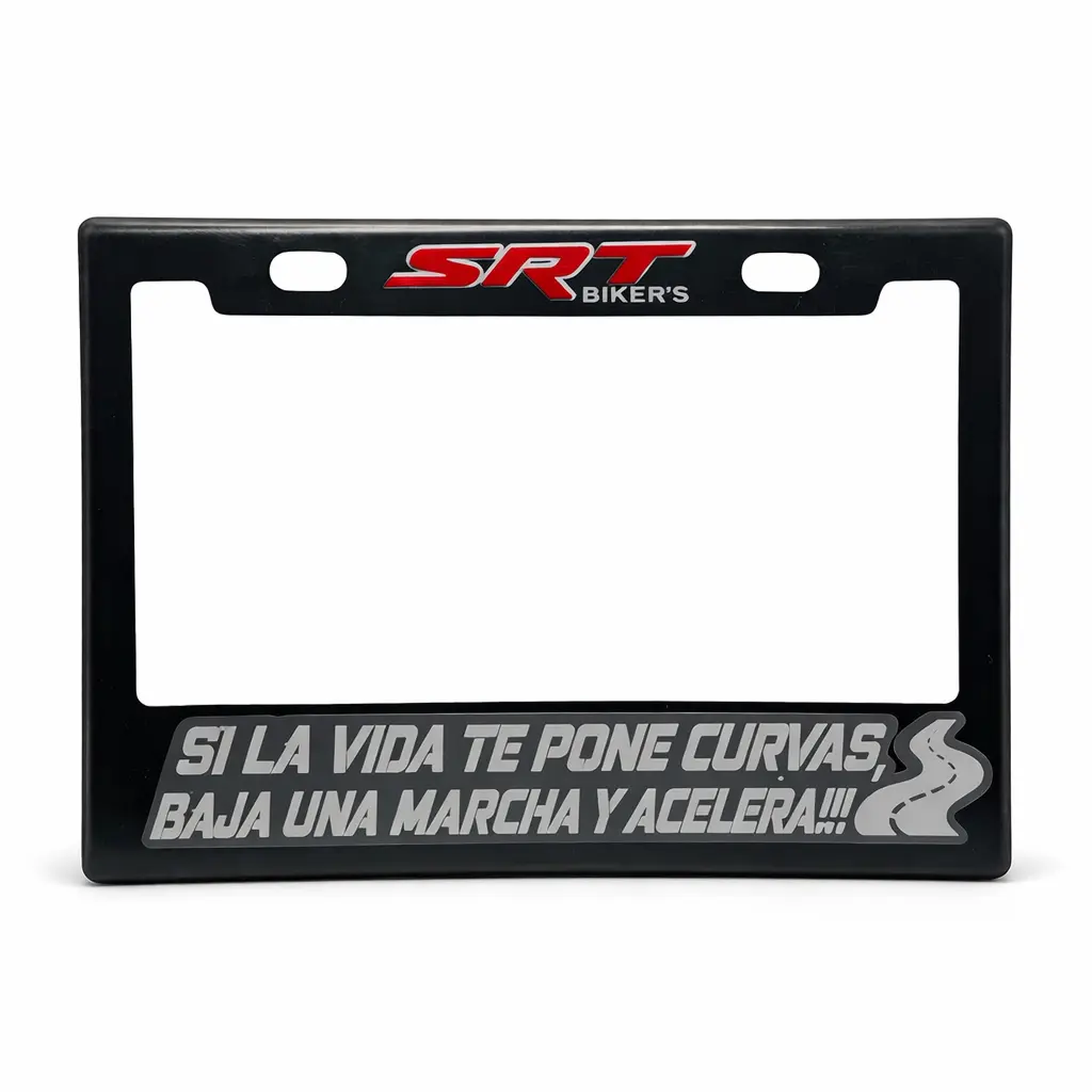 Portaplaca flexible para moto "Si la vida te pone curvas, baja una marcha y acelera"