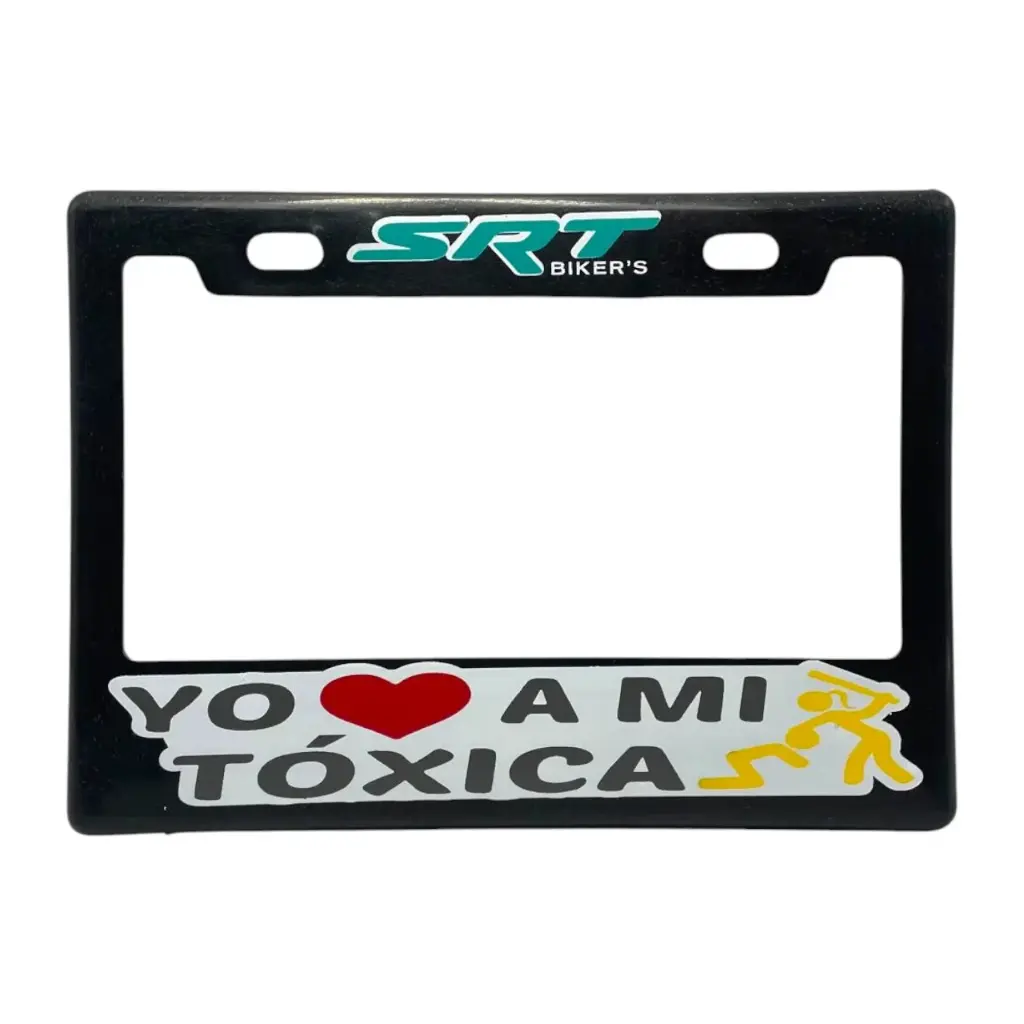 Portaplaca flexible para moto "Yo amo a mi toxica"