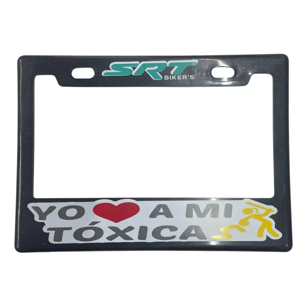 Portaplaca flexible para moto "Yo amo a mi toxica"