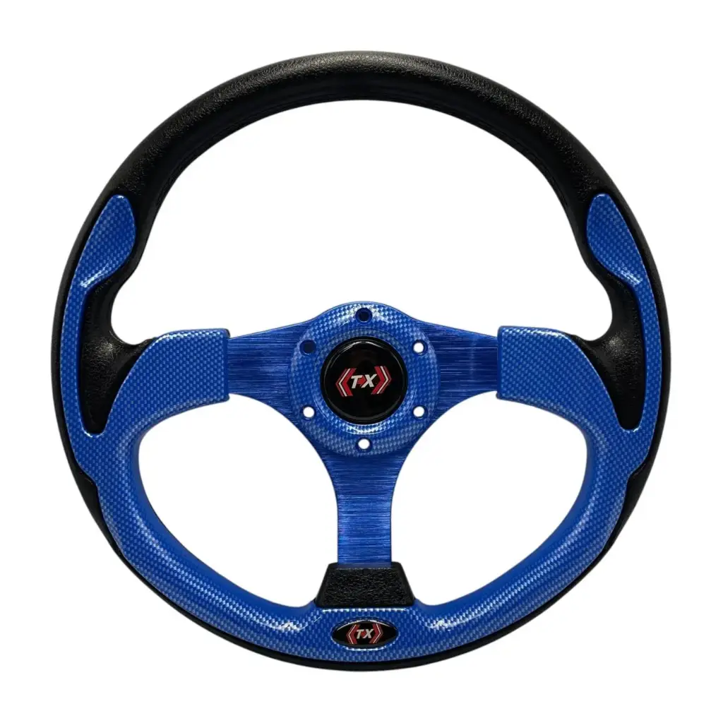 [VOL-804B] Volante deportivo tipo fibra color azul
