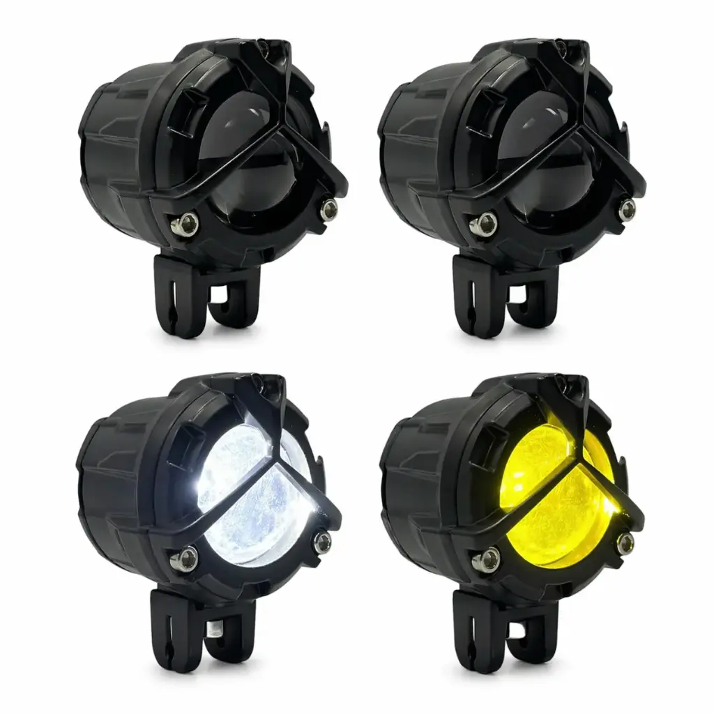 Faro LED redondo con rejilla protectora de alta potencia bicolor