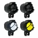 Faro LED redondo con rejilla protectora de alta potencia bicolor