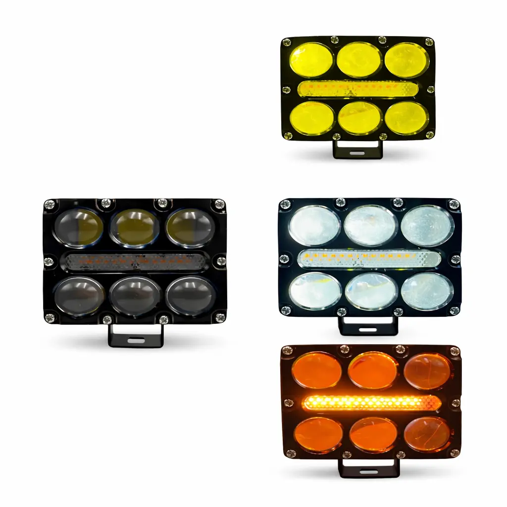 Faro LED 6 lupas con tira central bicolor