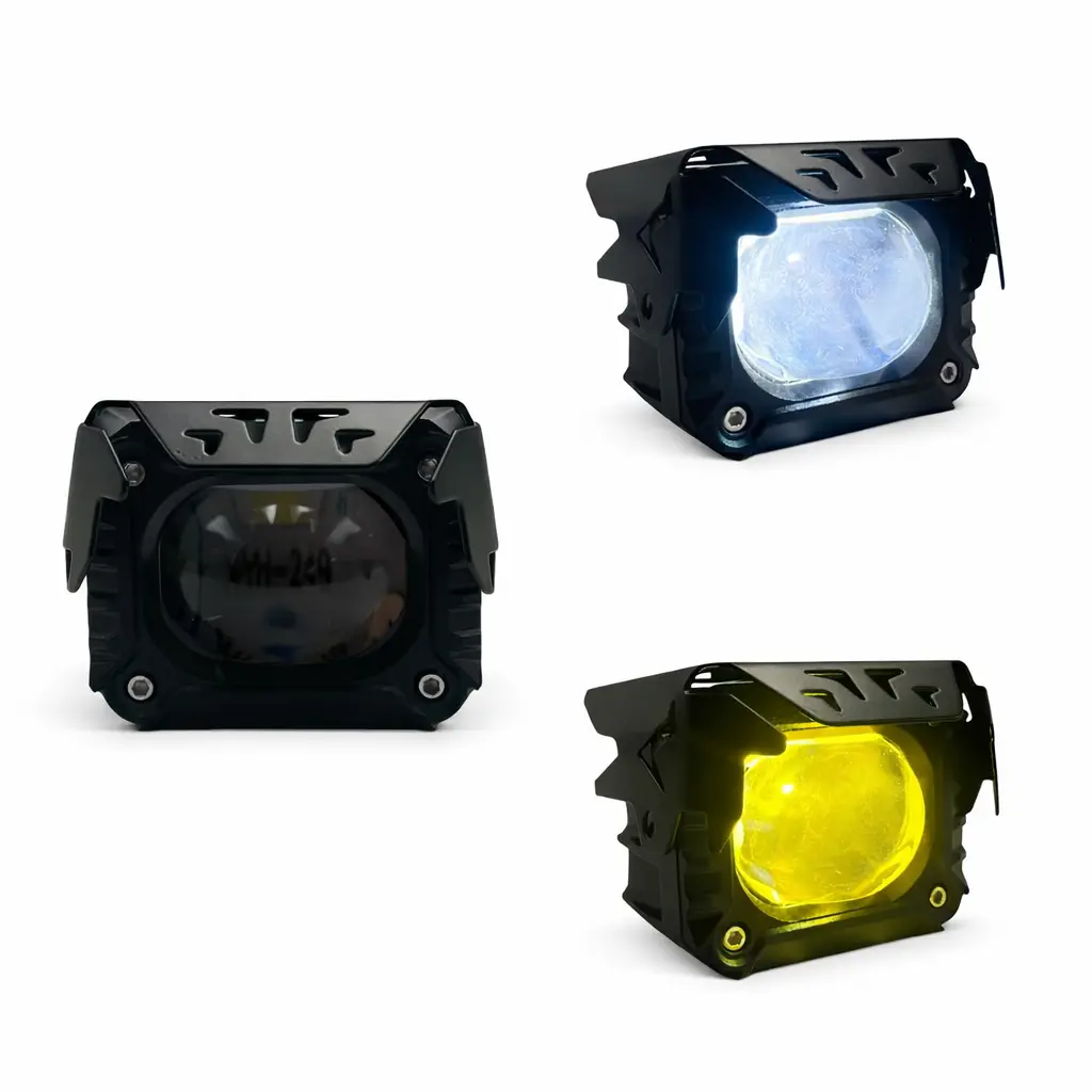 Faro auxiliar LED compacto con lupa bicolor