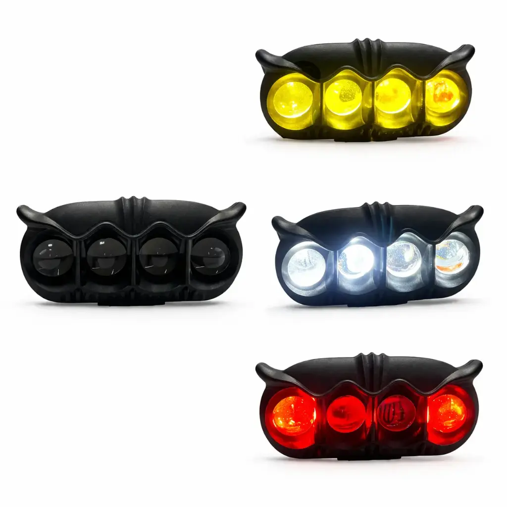 Faro LED diseño de búho 4 Lupas bicolor y rojo