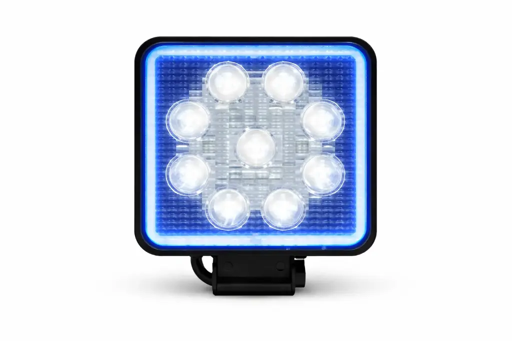 Faro 9 LED con aro azul