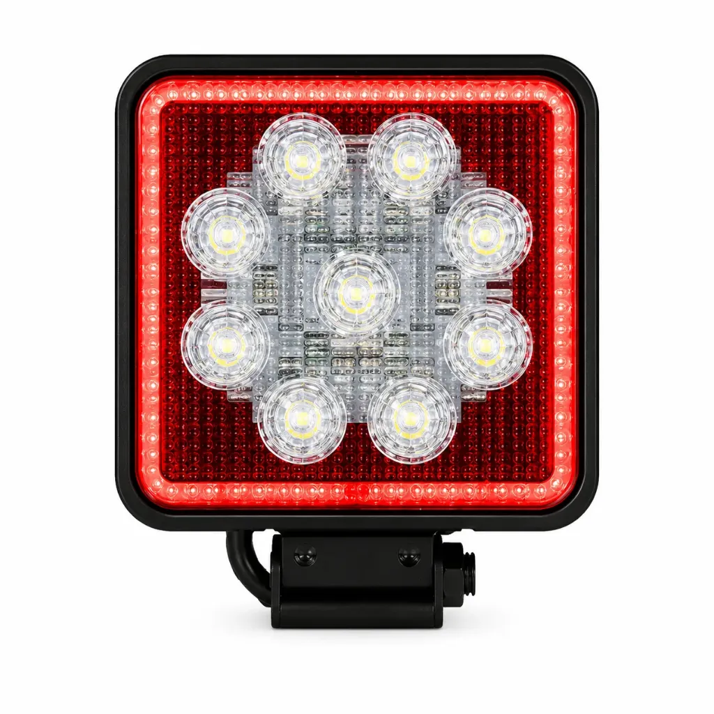 [TU-GZ17R] Faro 9 LED con aro rojo