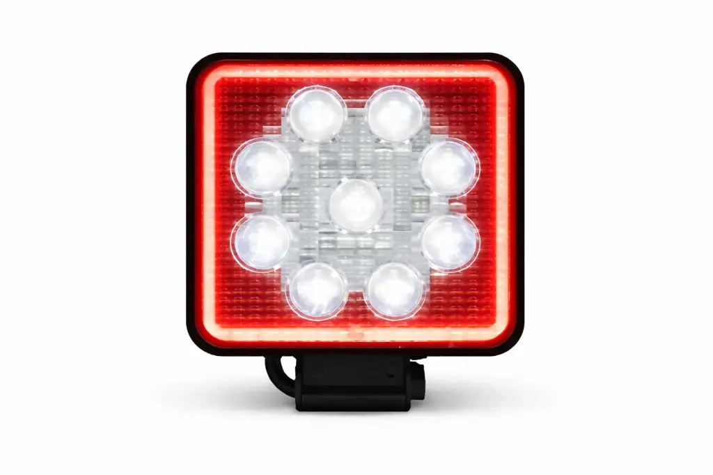 Faro 9 LED con aro rojo