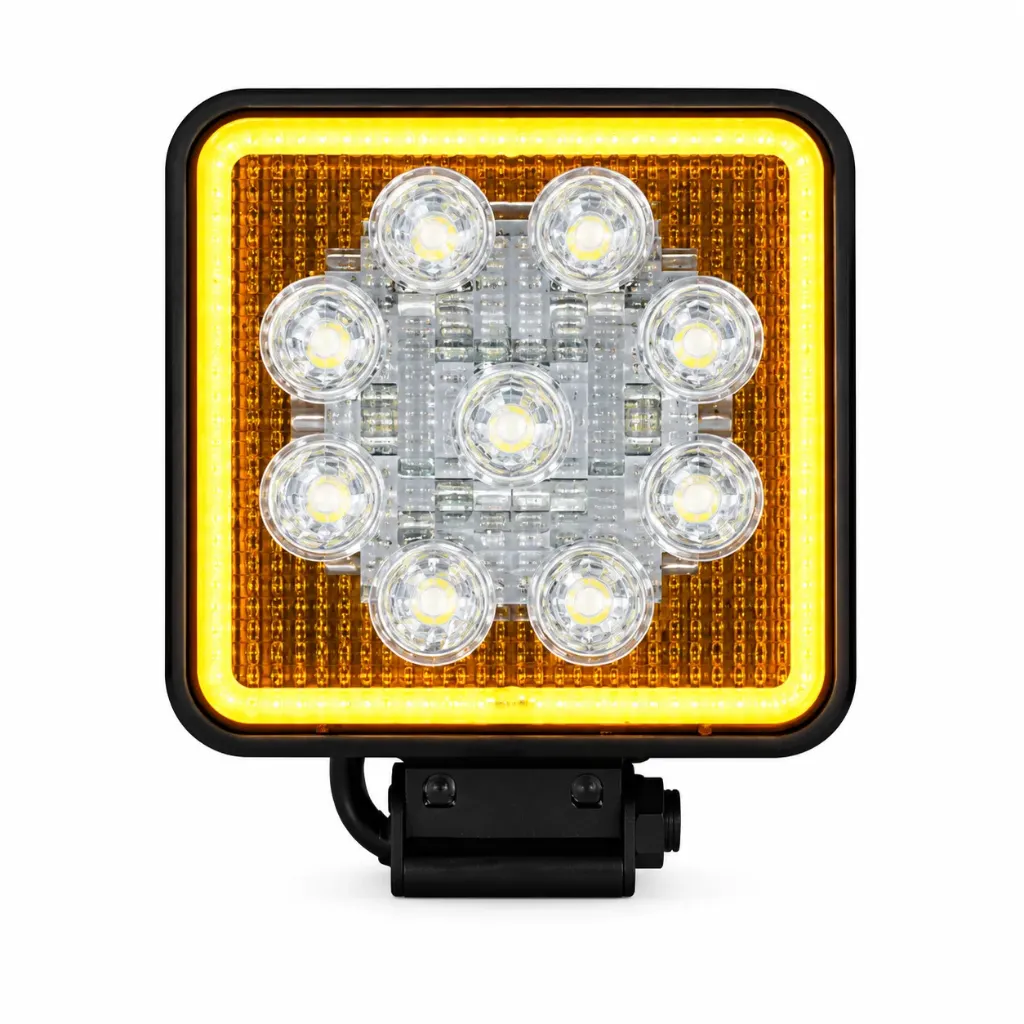 [TU-GZ17Y] Faro 9 LED con aro ámbar