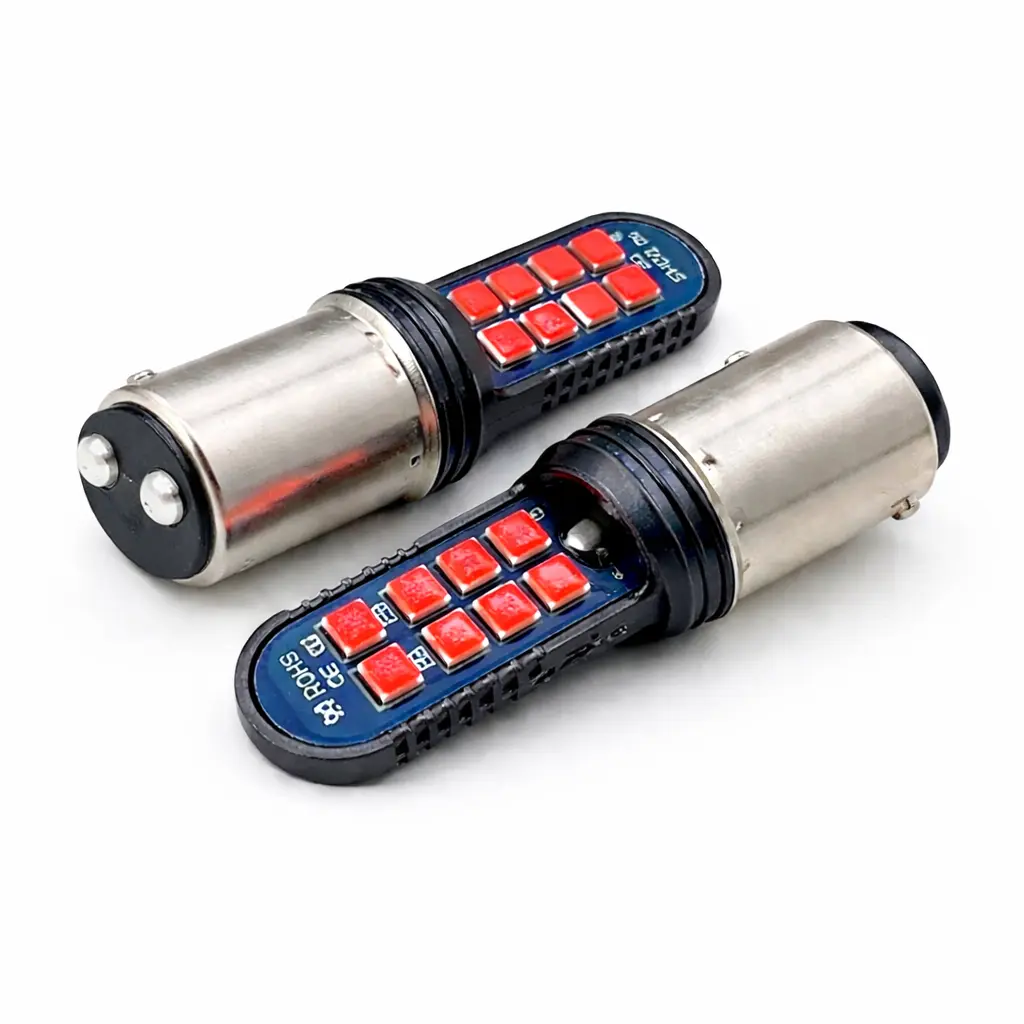 Foco 1157 de dos polos rojo