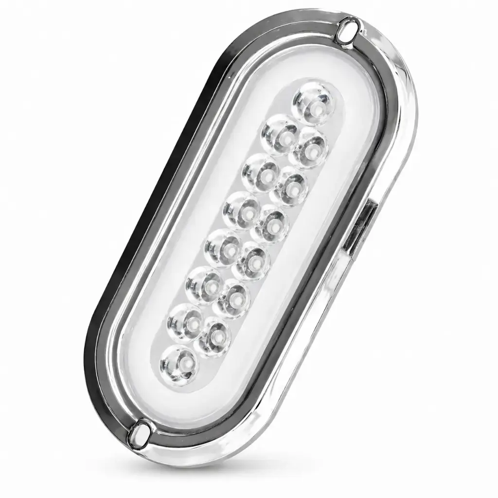 Plafón LED blanco con aro de gel cromado