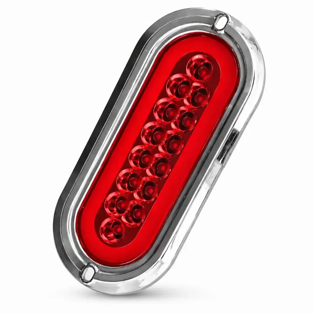 Plafón LED rojo con aro de gel cromado