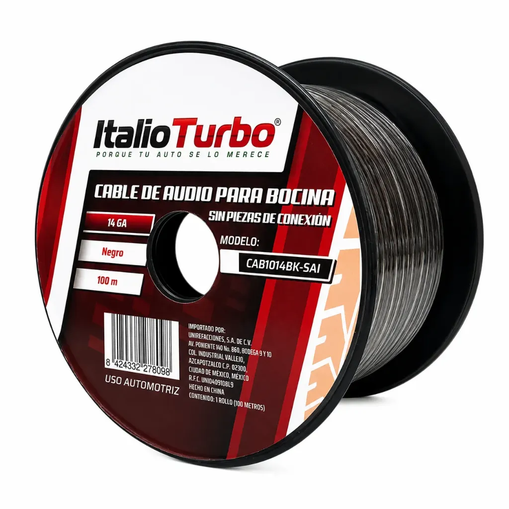 Rollo de cable para audio negro del 14