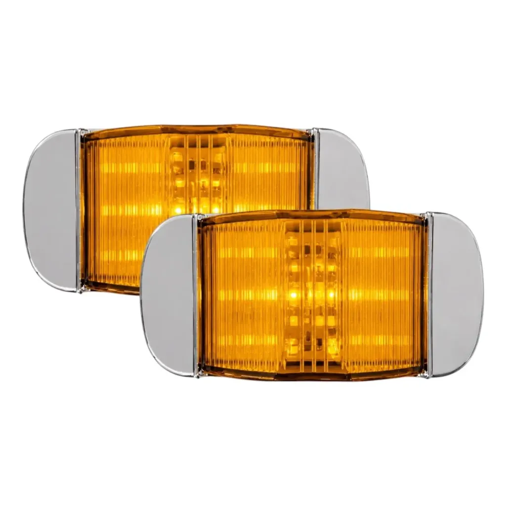 Plafón LED ambar uso rudo contorno  cromado