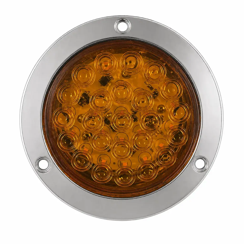 Plafón redondo LED ámbar con aro cromado