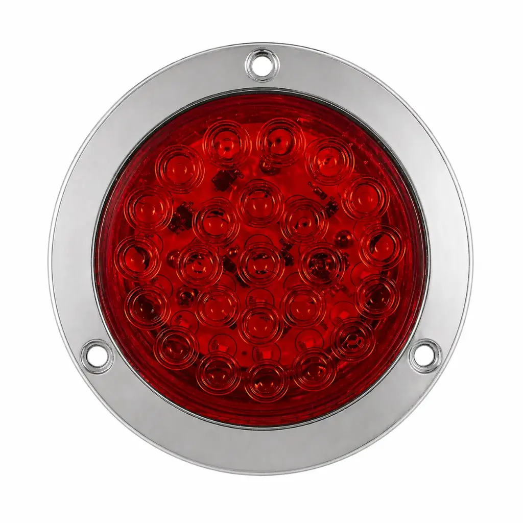 Plafón redondo LED roja con aro cromado