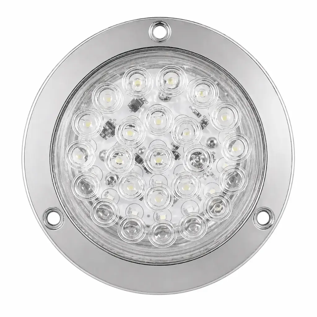 Plafón redondo LED blanco con aro cromado