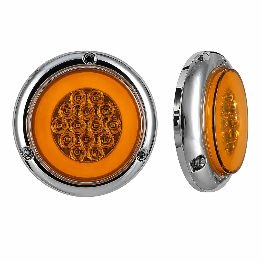 [MULT/6783C/STR/AM] Plafón LED redondo ambar con aro cromado alta visibilidad
