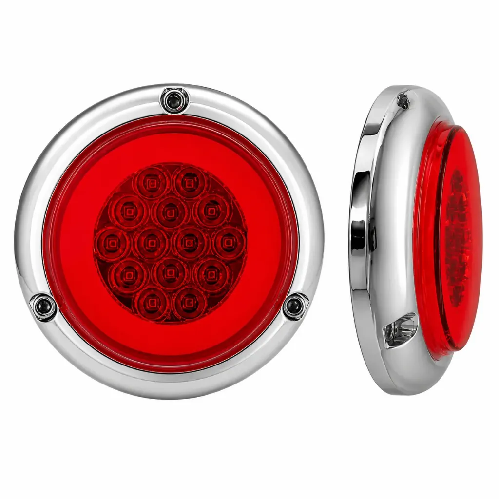 [MULT/6783C/STR/RD] Plafón LED redondo rojo con aro cromado alta visibilidad