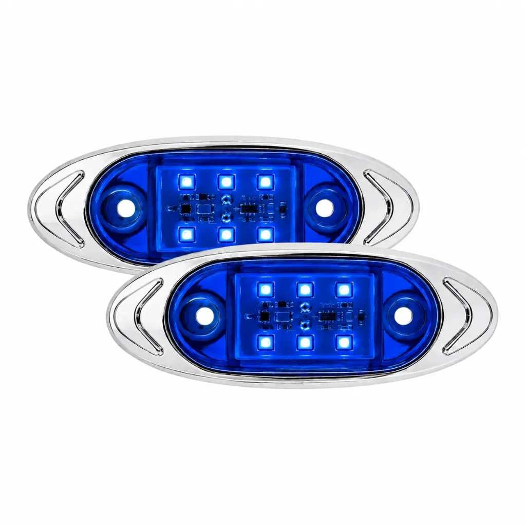 [TR-111 AZUL PAR] Plafón de 6 LED con contorno cromado azul