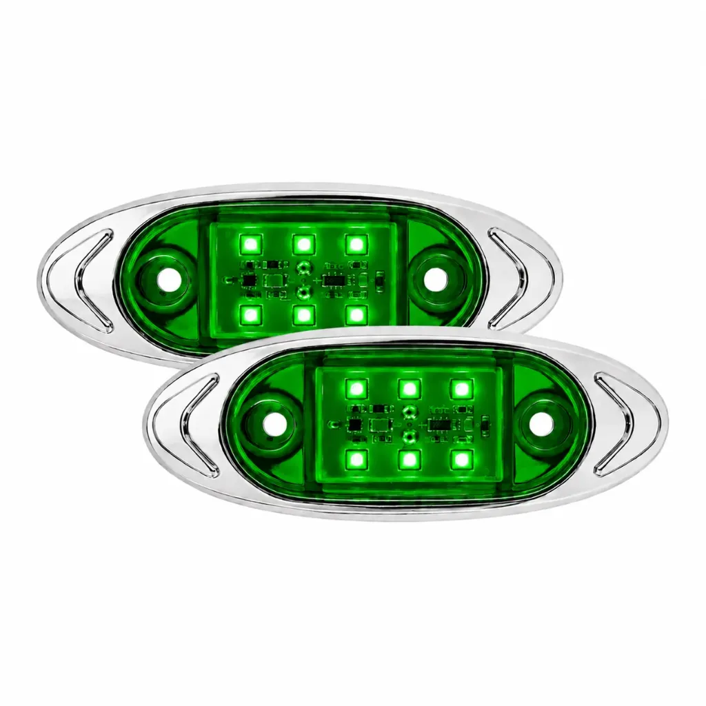 [TR-111 VERDE PAR] Plafón de 6 LED con contorno cromado verde